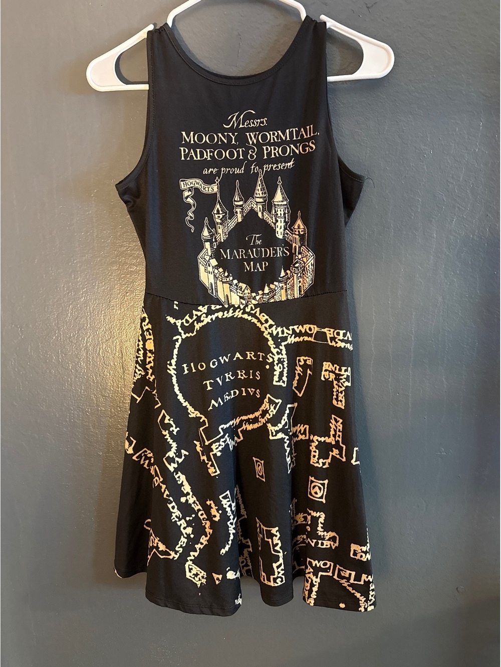 Harry Potter Marauder's Map Dress Size S Black Polyester Spandex
